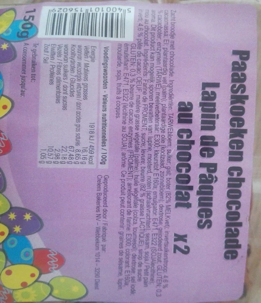 Lapin de pâques au chocolat