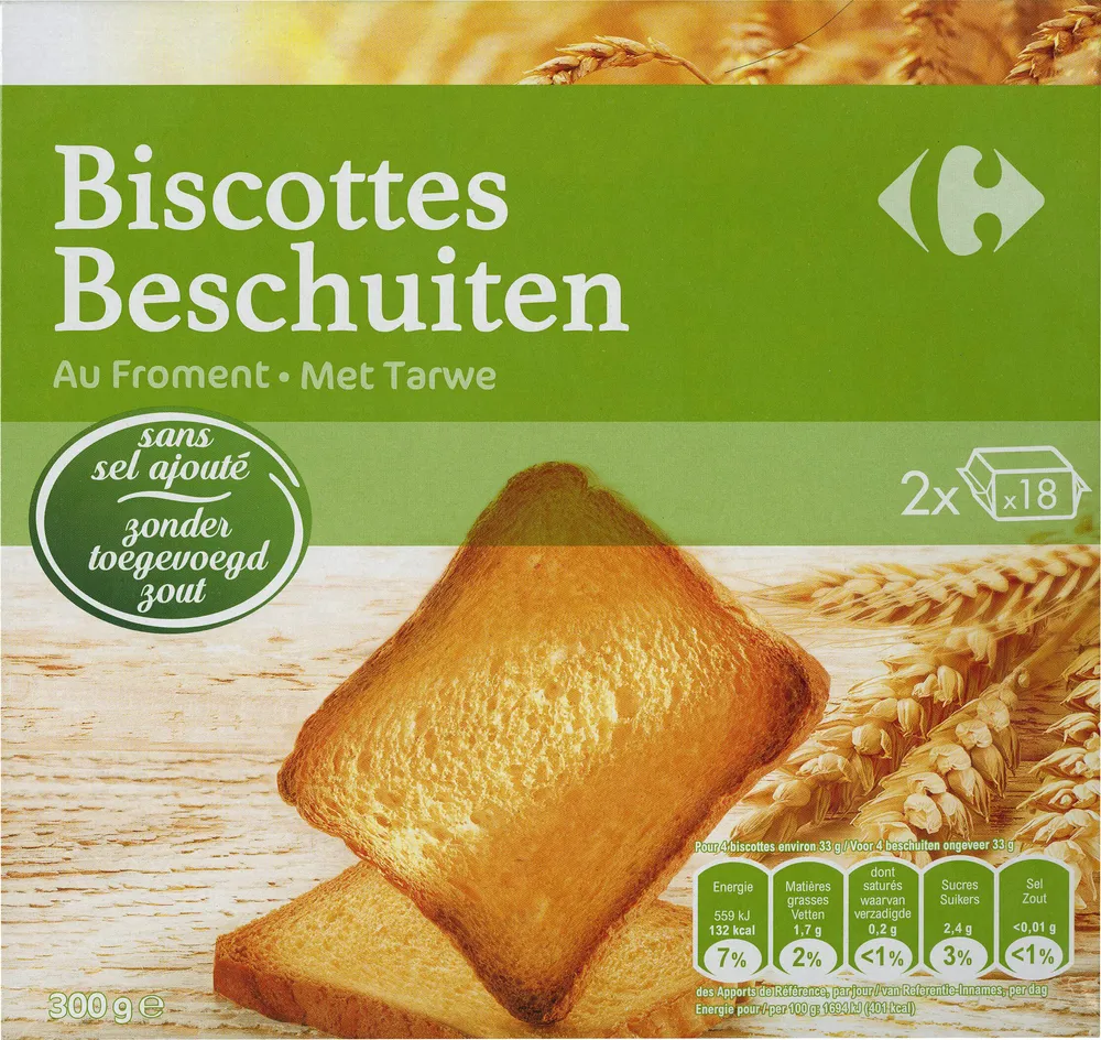 Biscottes sans sel ajouté