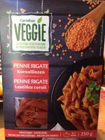 Penne rigate lentilles corail