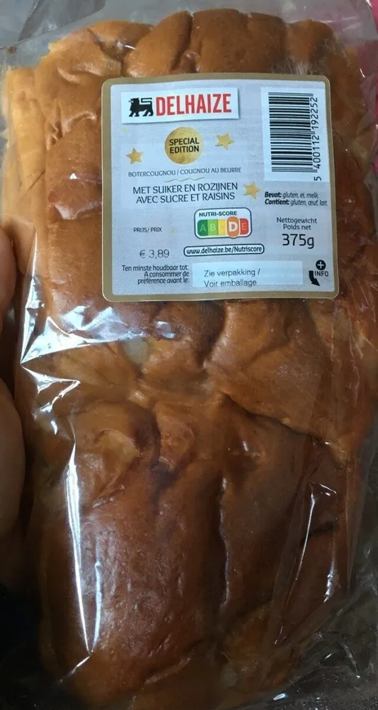 Cougnou au beurre avec raisinser sucre