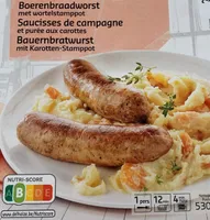 Saucisses de campagne et purée aux carottes