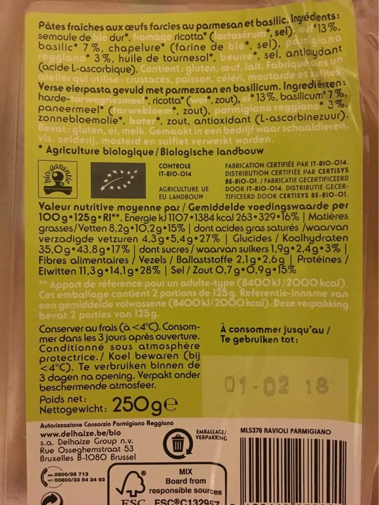 Ravioli Basilic & Permesan