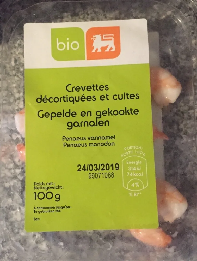 Crevertes décortiquérs et cuites