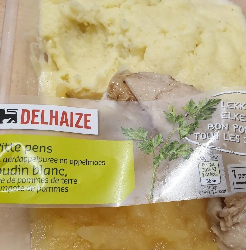 Boudin blanc purée de pommes de terre et compote de pommes