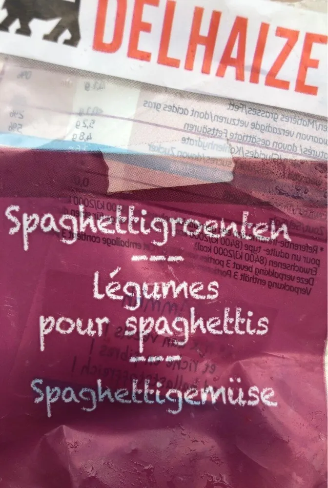 Légumes pour spaghettis