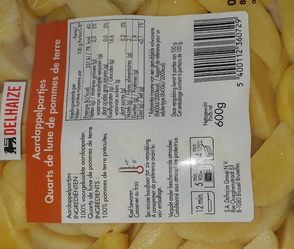Quarts de lune de pommes de terre