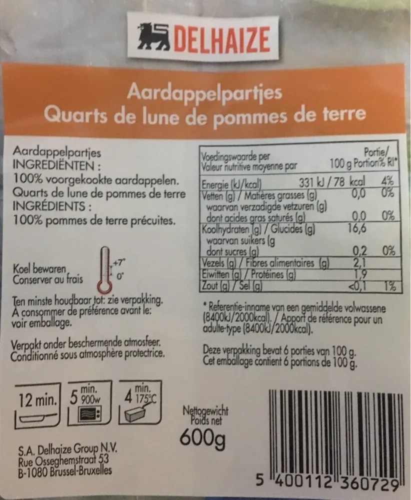 Quart de lune de pommes de terre