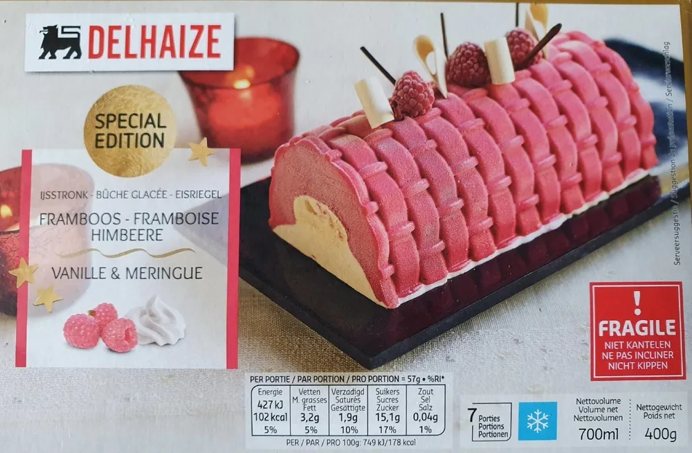 Bûche glacée Framboise Vanille Meringue
