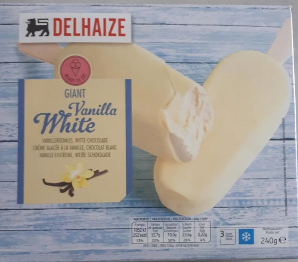 Crème glacée à la vanille, chocolat blanc