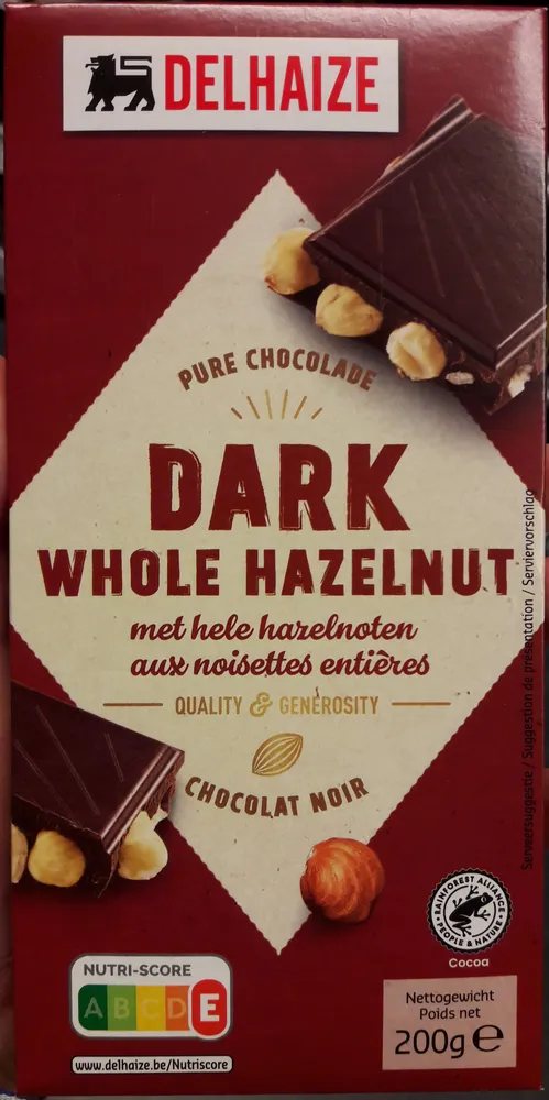 Chocolat noir aux noisettes entières