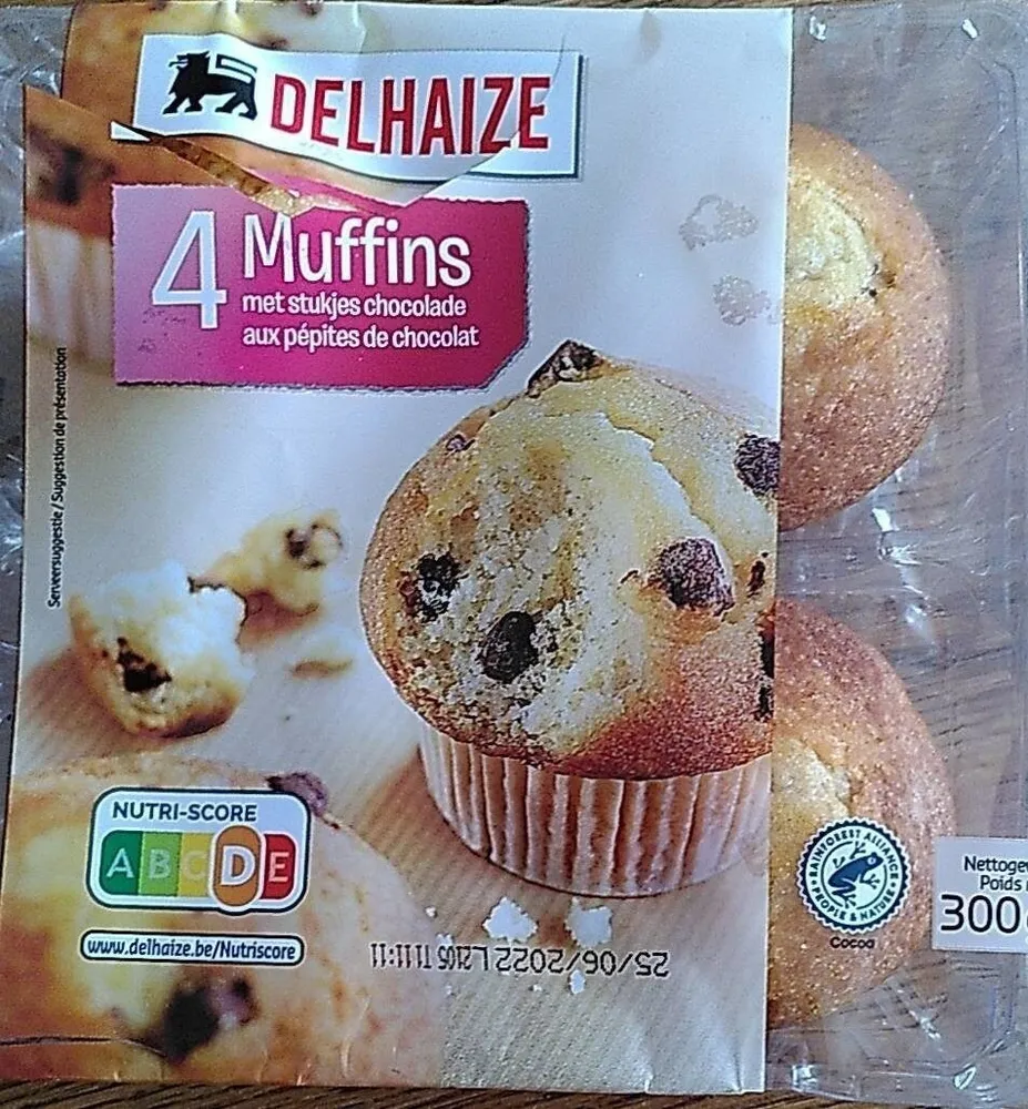 4 muffins aux pépites de chocolat