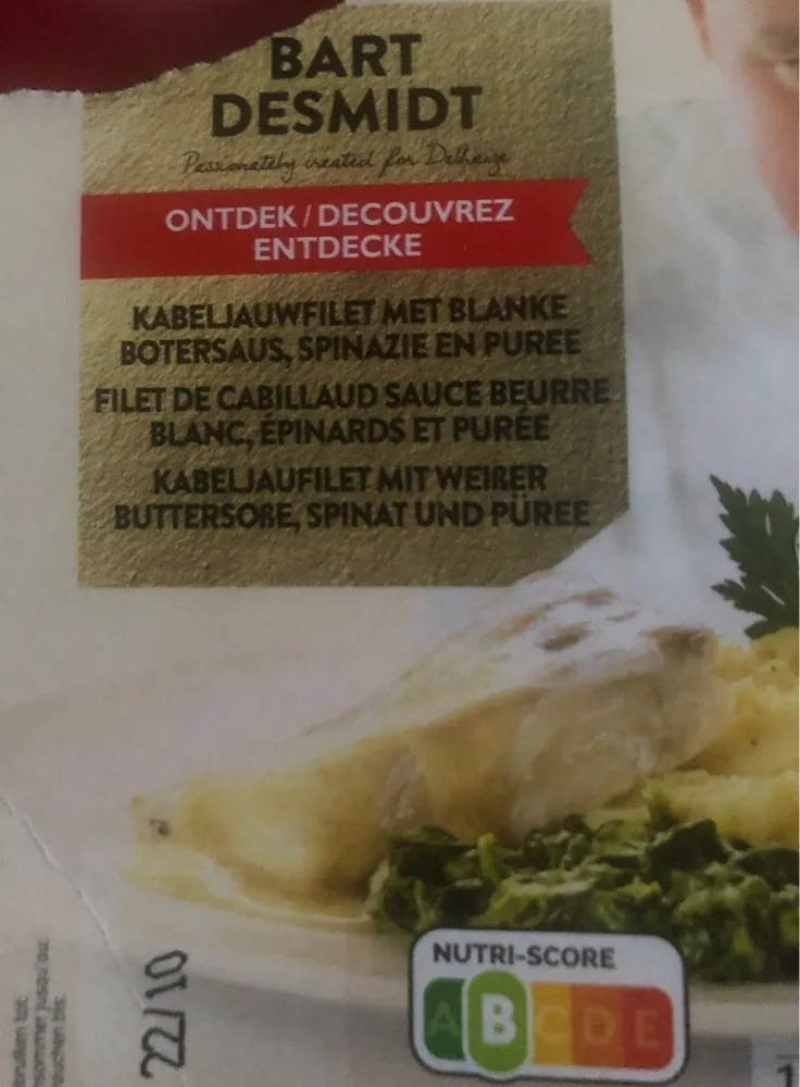 Filet de cabillaud sauce beurre blanc, épinards et purée