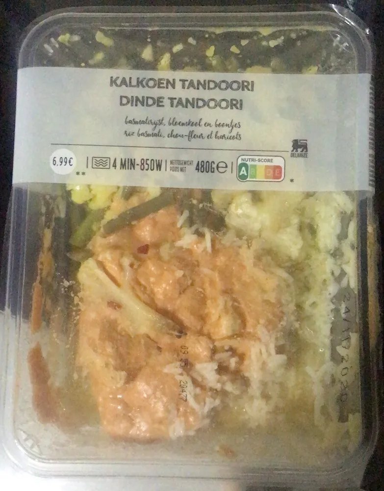 Dinde Tandoori riz basmati, choux fleurs, haricots