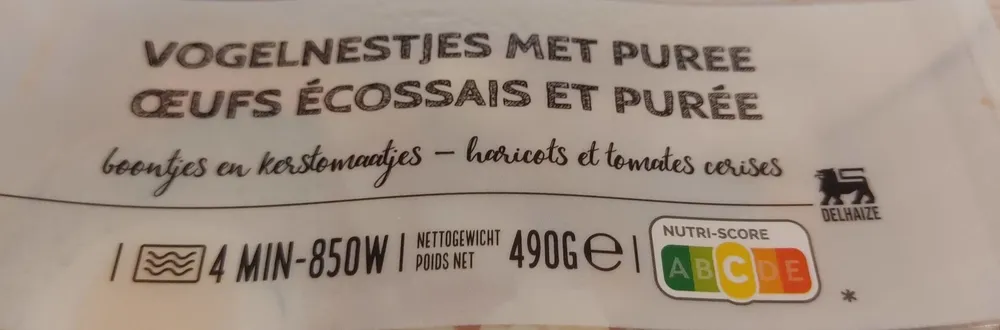 Œufs écossais et purée haricots tomates cerises