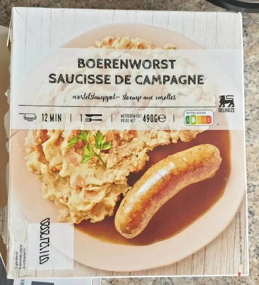 Saucisse de campagne + stoemp aux carottes