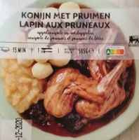 Lapin aux pruneaux compote de pommes et pommes de terre