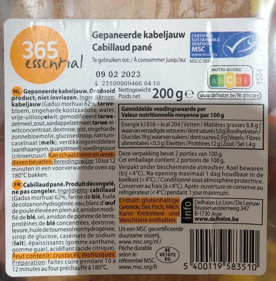 Cabillaud pané