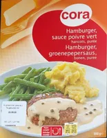 Humburger, sauce poivre,haricot, purée