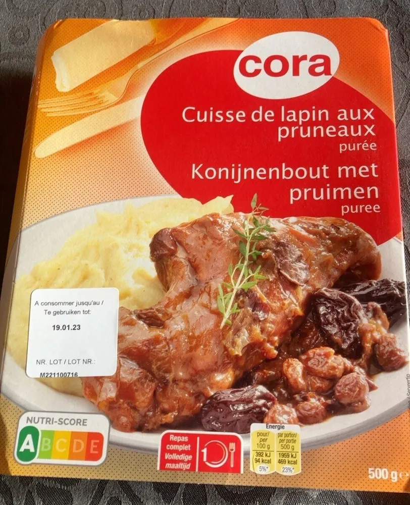 Cuisse de lapin aux pruneaux purée