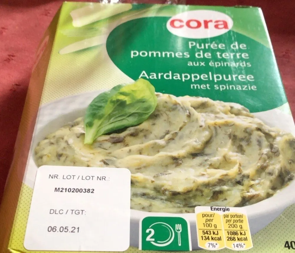 Purée de pommes de terre aux epinard