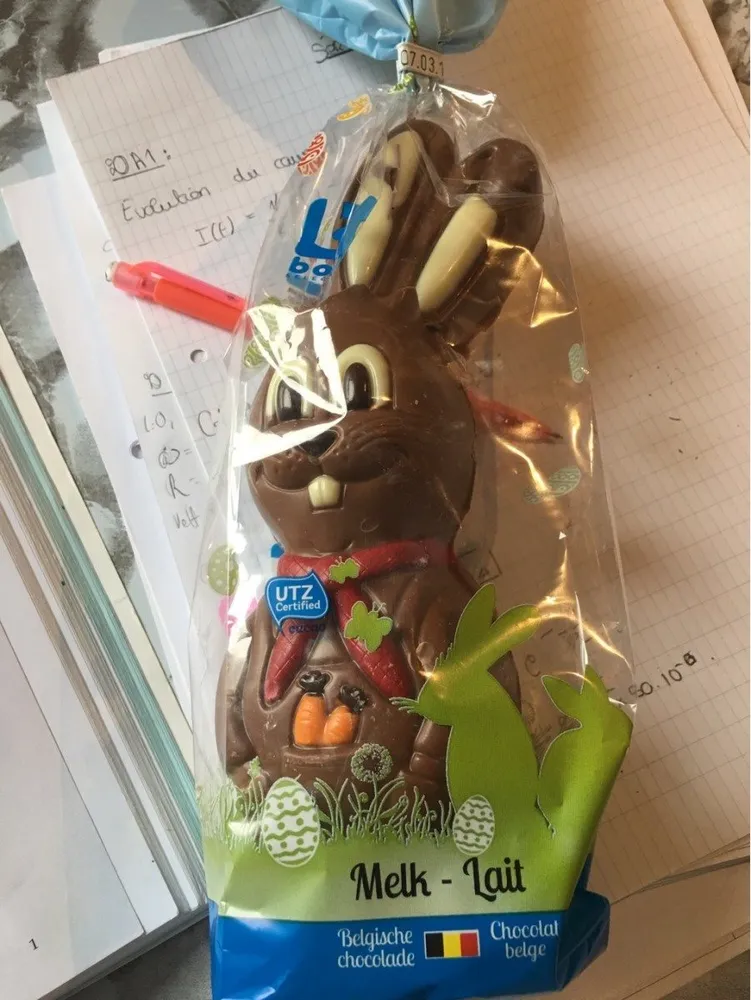 Figurine en chocolat au lait décorée