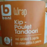 Wrap de poulet cuit tandoori poivrons chous chous pointus