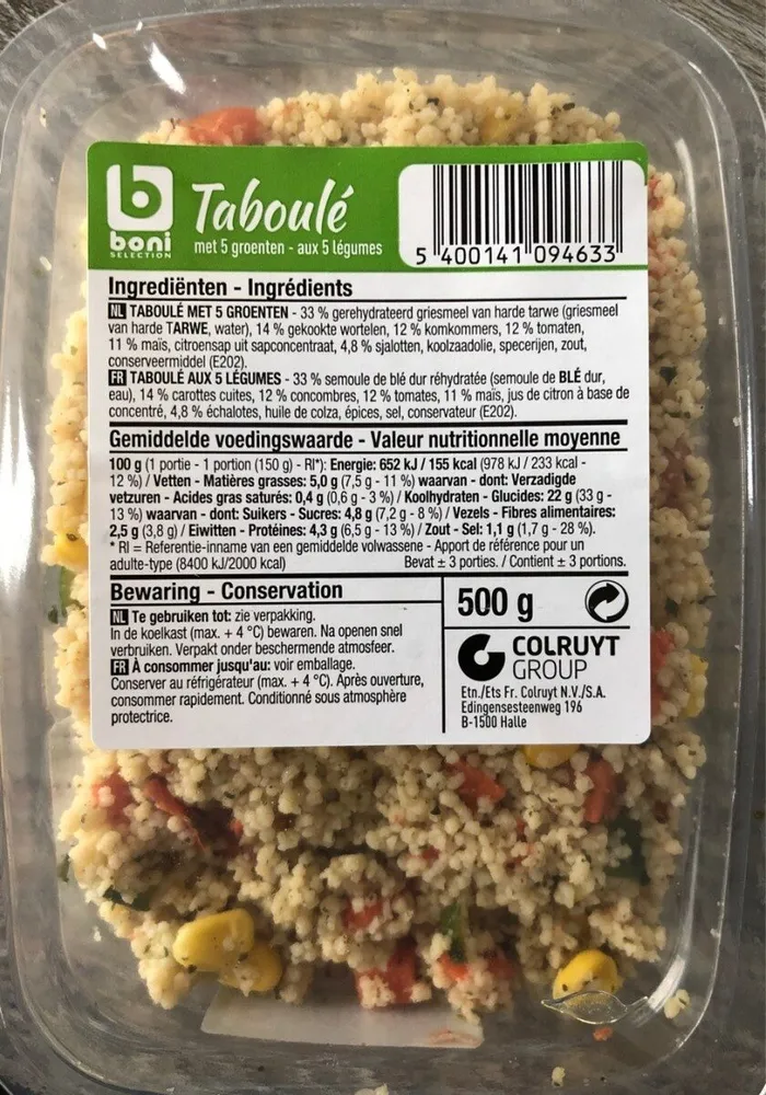 Taboulé aux 5 légumes