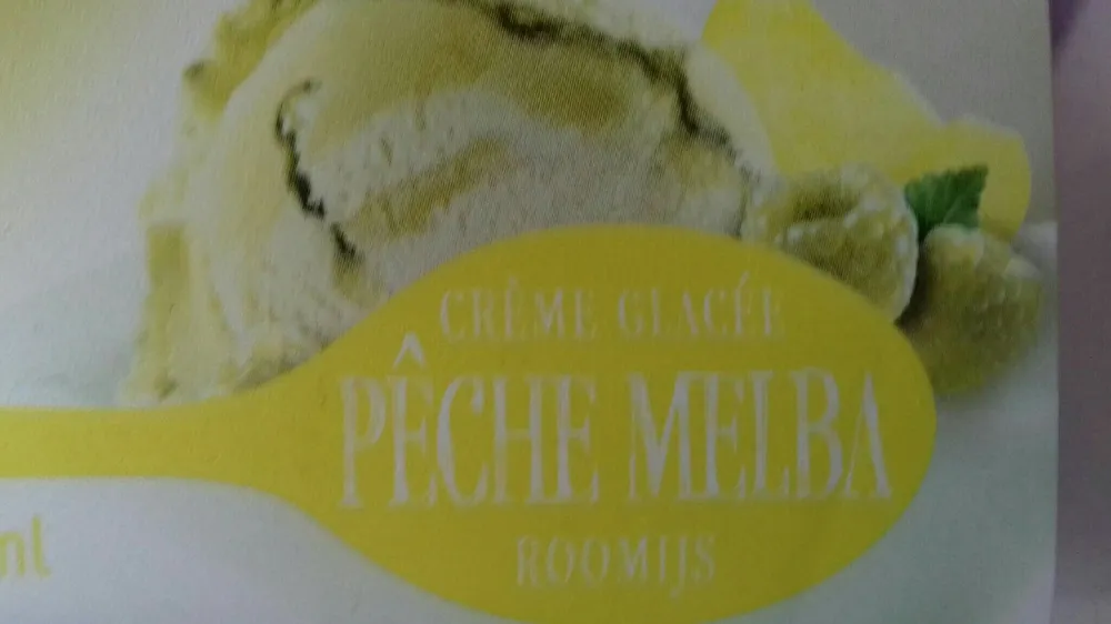 Crème glacée pêche melba roomijs