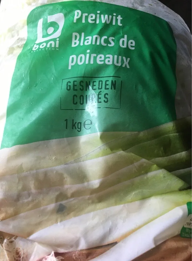 Blancs de poireaux coupés