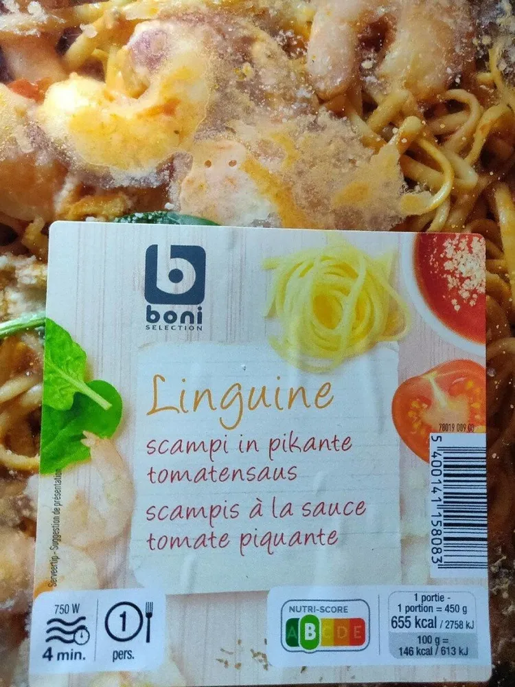 Linguine scampi a la sauce tomate