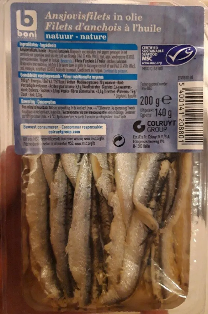 Filets d'anchois à l'huile