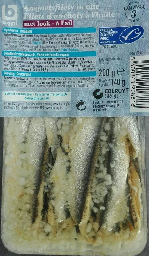 Filets d'anchois à l'huile