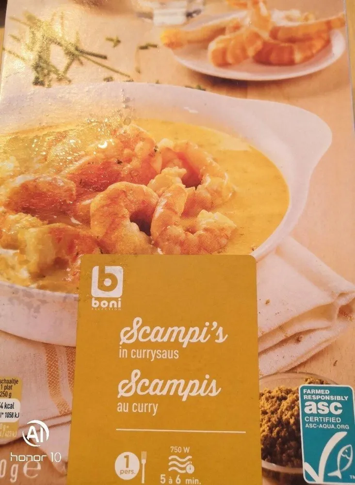 Scampi in currysaus
