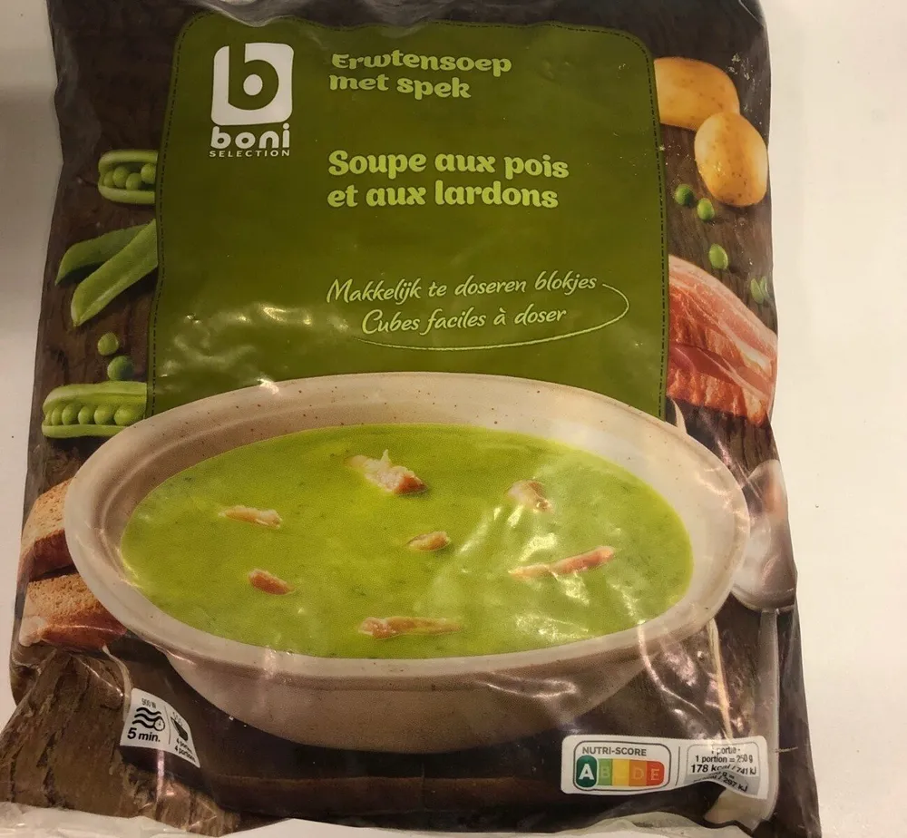 Soupe aux pois et lardons
