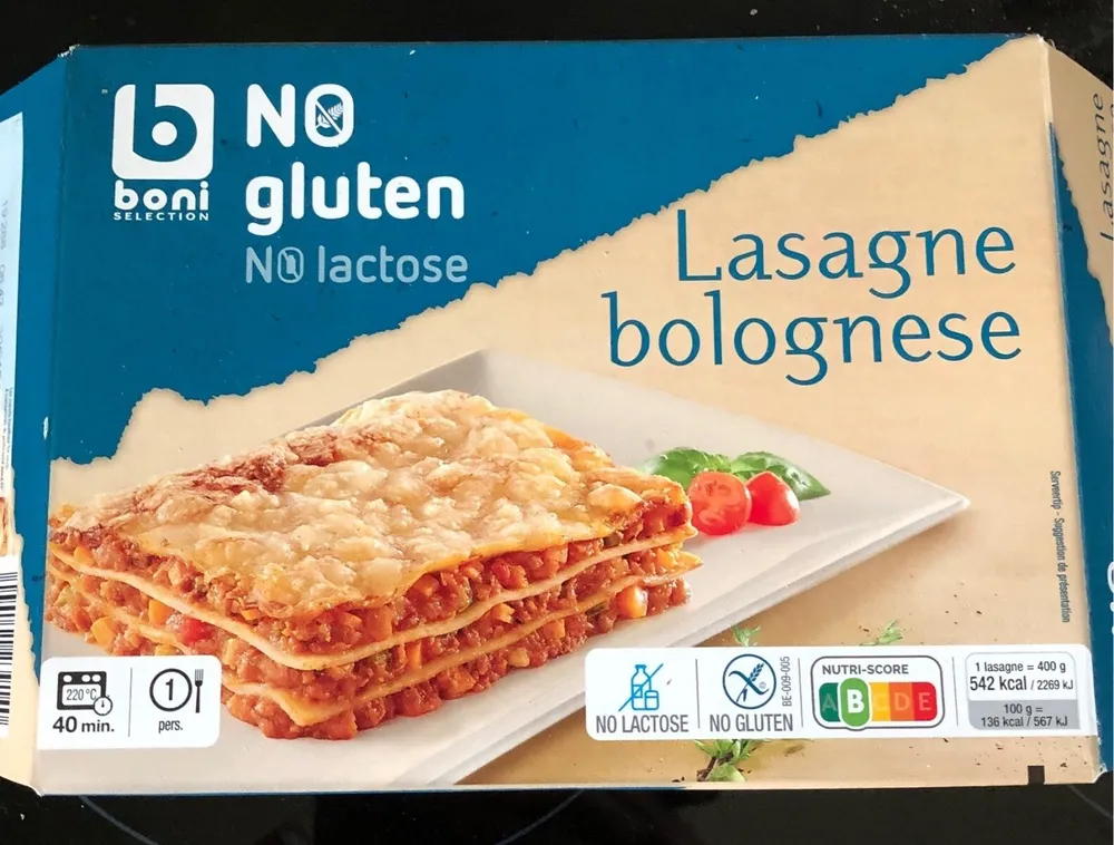 Lasagne Bolognaise No gluten