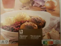 Pain de viande sauce à la geuze au chou rouge et à la purée