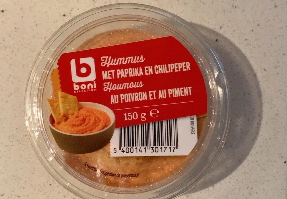 Hummus met paprika en chilipeper