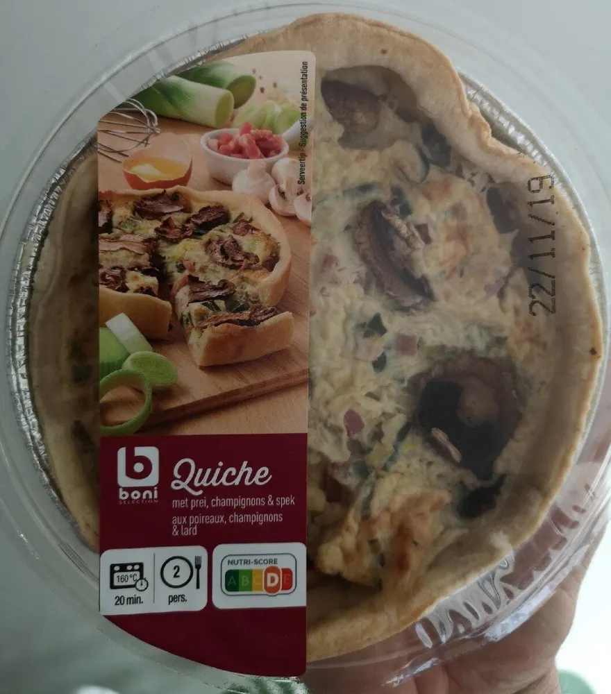 Quiche poireaux champignons et lard