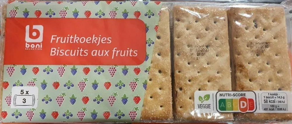 BONI SELECTION Biscuits fruits 5x43,6g