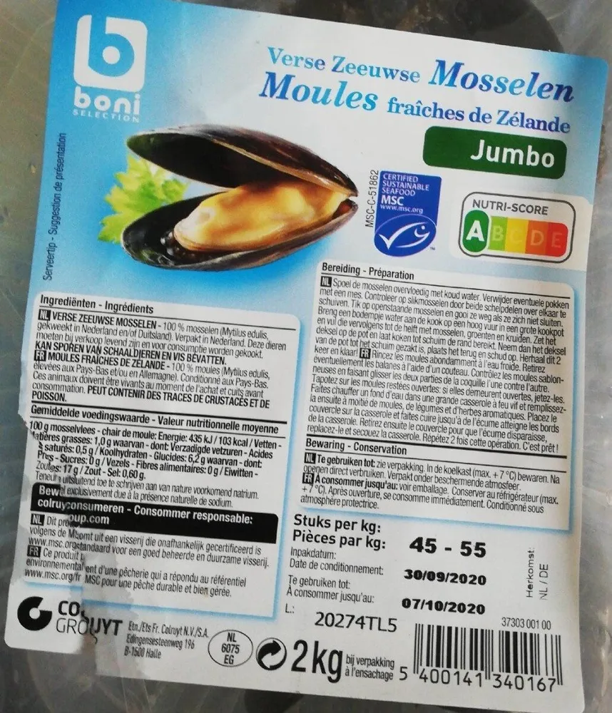 Moules fraîches de Zélande
