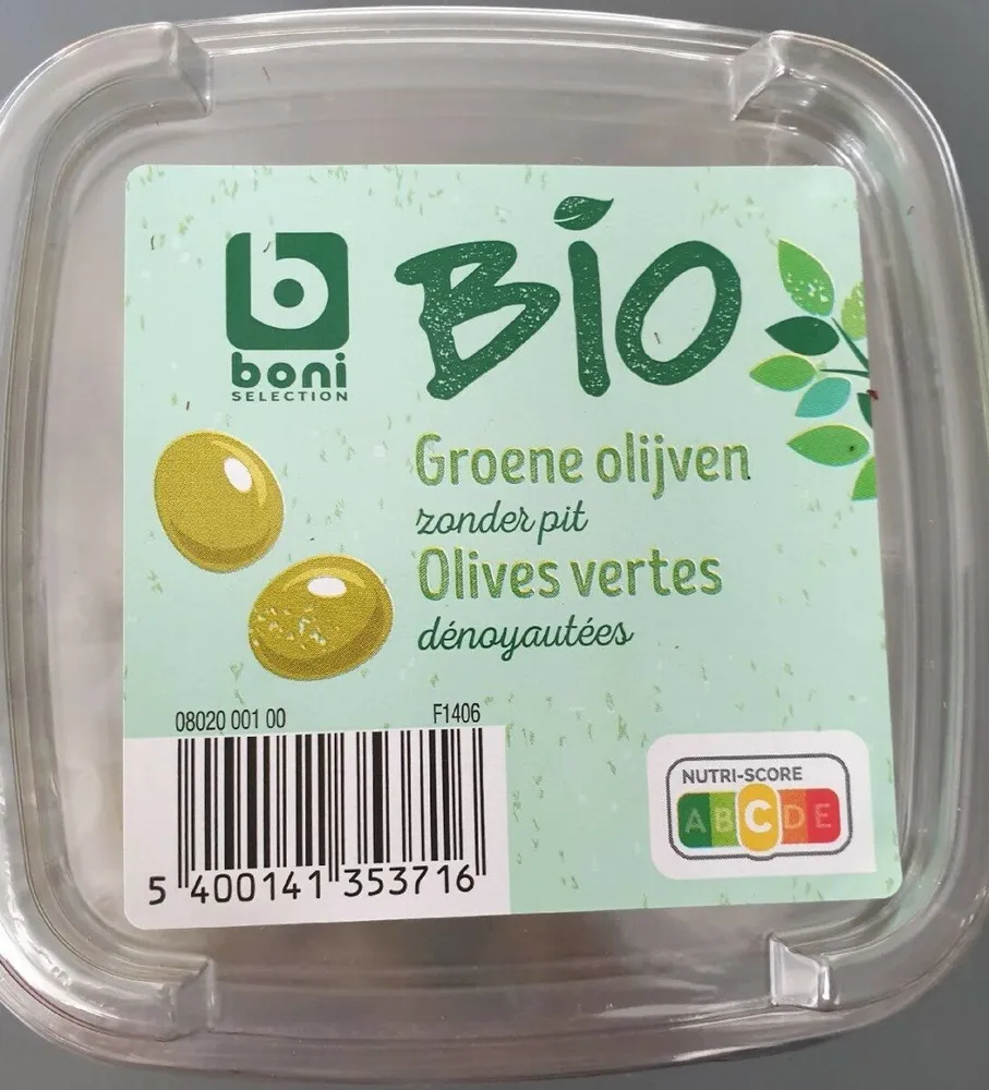 Olives vertes dénoyautées bio
