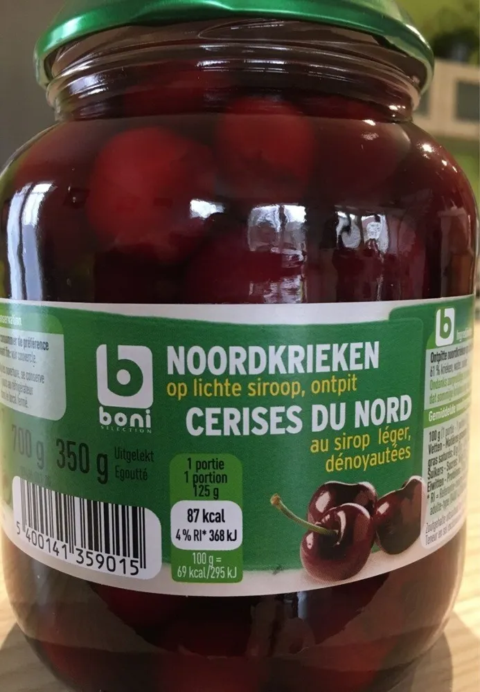 Cerises du nord au sirop léger, denoyautées