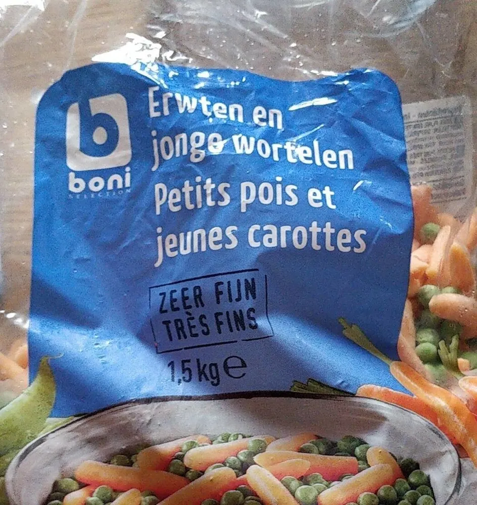 Petits pois et jeunes carottes