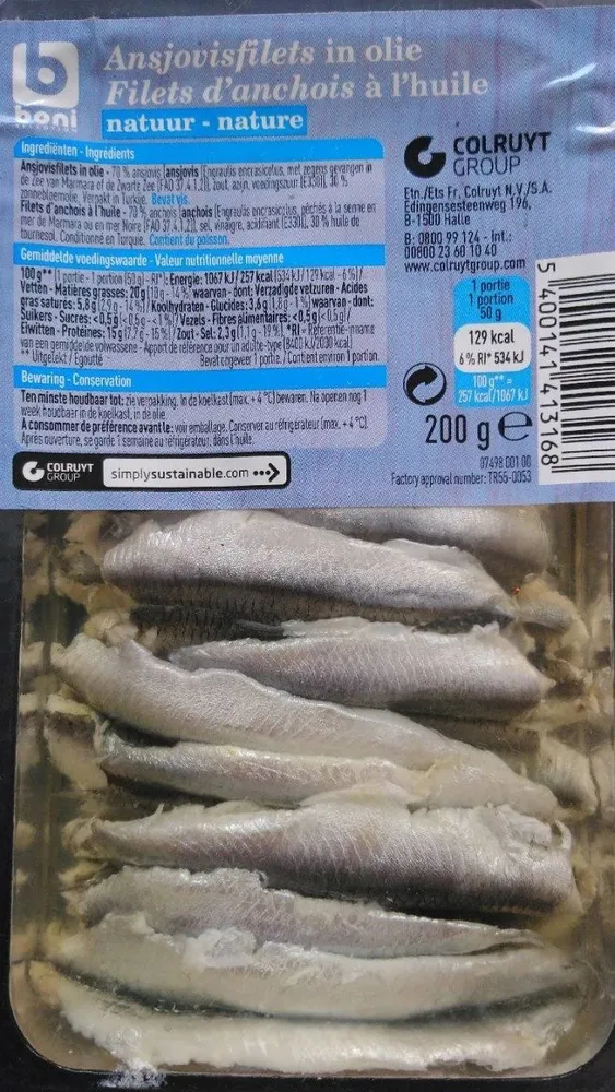 Filets d'anchois à l'huile