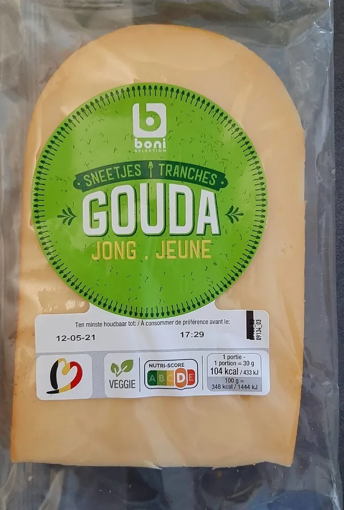 Gouda jeune tranches