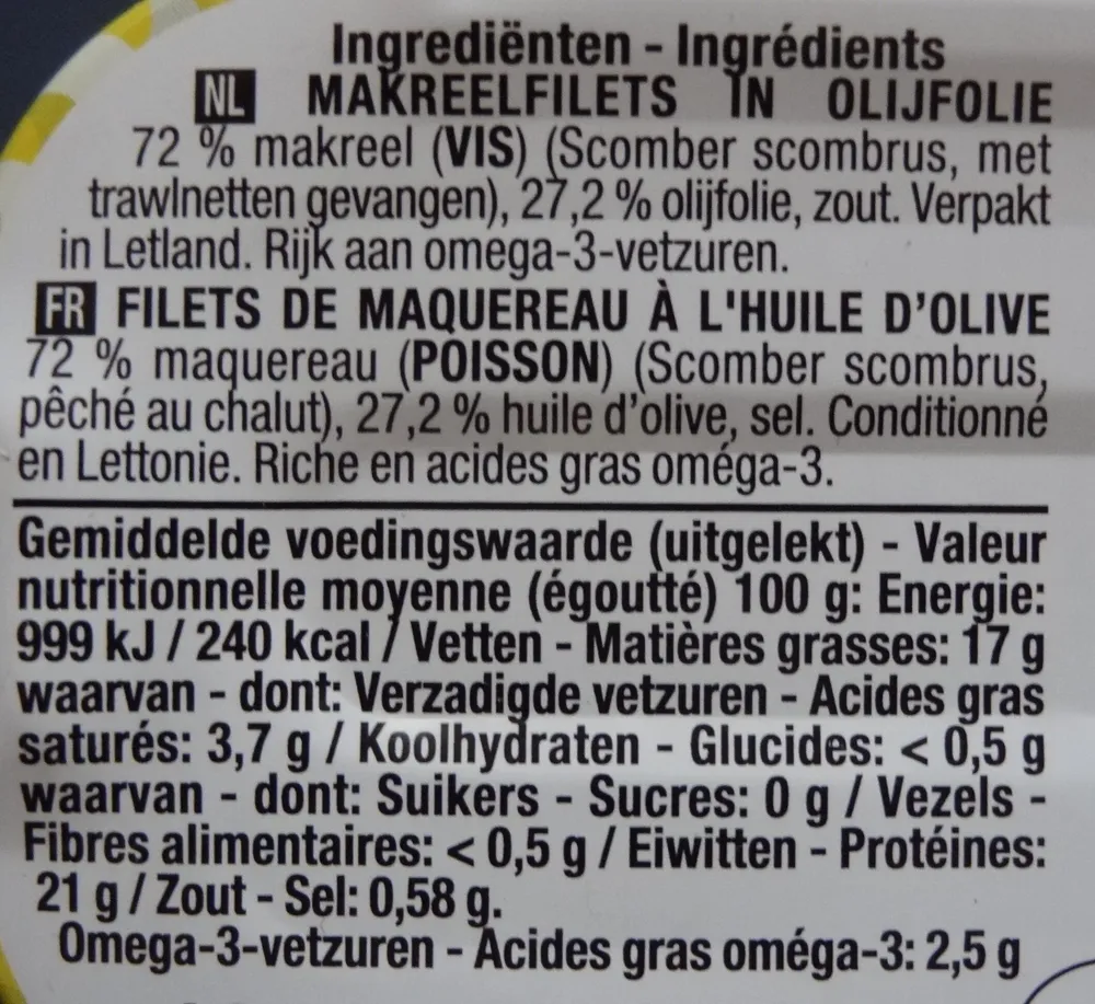 Filet de maquereau à l'huile d'olive Boni