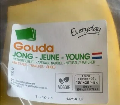 Gouda jeune tranches