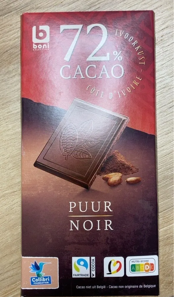 72% Cacao Côte d'Ivoire Puur/Noir