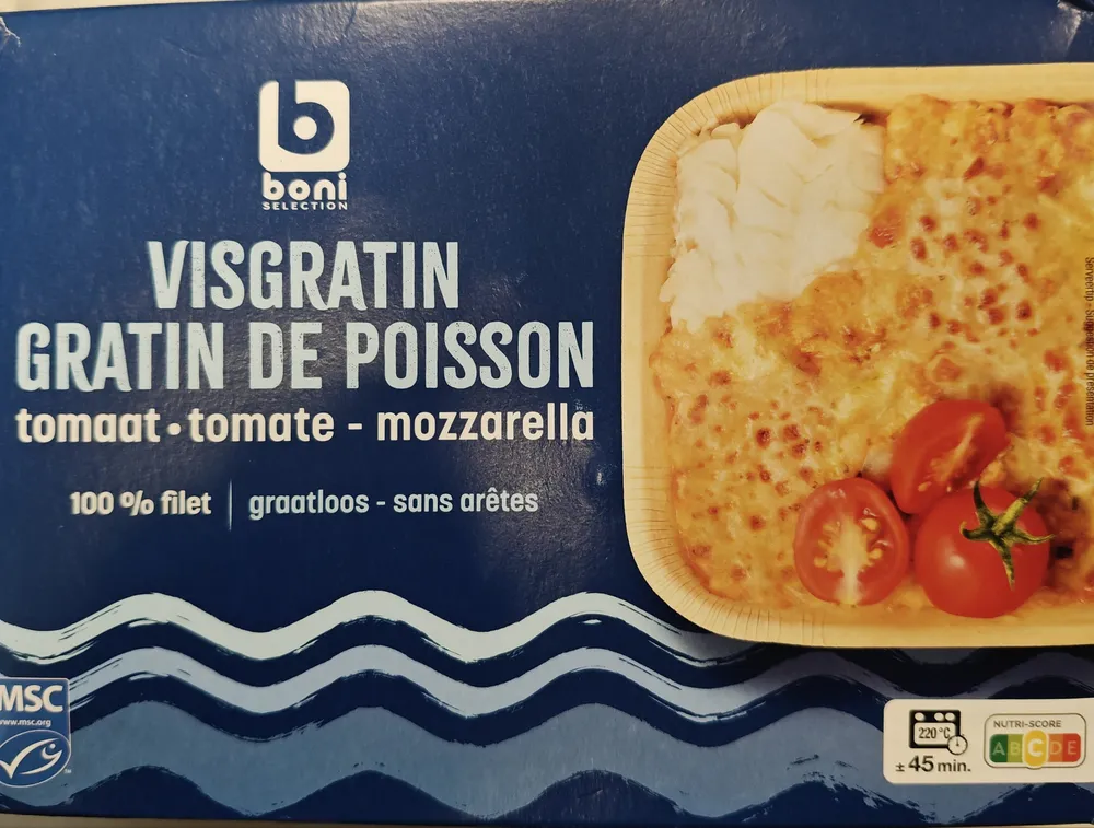 Visgratin / Gratin de poisson tomaat - tomate - mozzarella