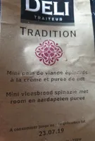 Mini pain de viande épinard à la crème et purée de pdt
